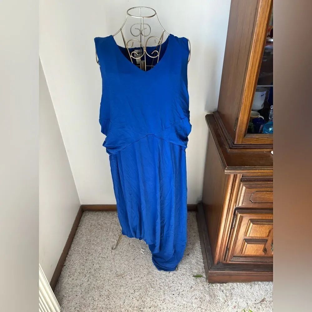 Chico's Sleeveless V Neck Midi Dress Chico's Size 4 Royal Blue